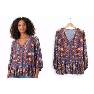 Free People Smooth Talker Floral Tunic Top Size Small